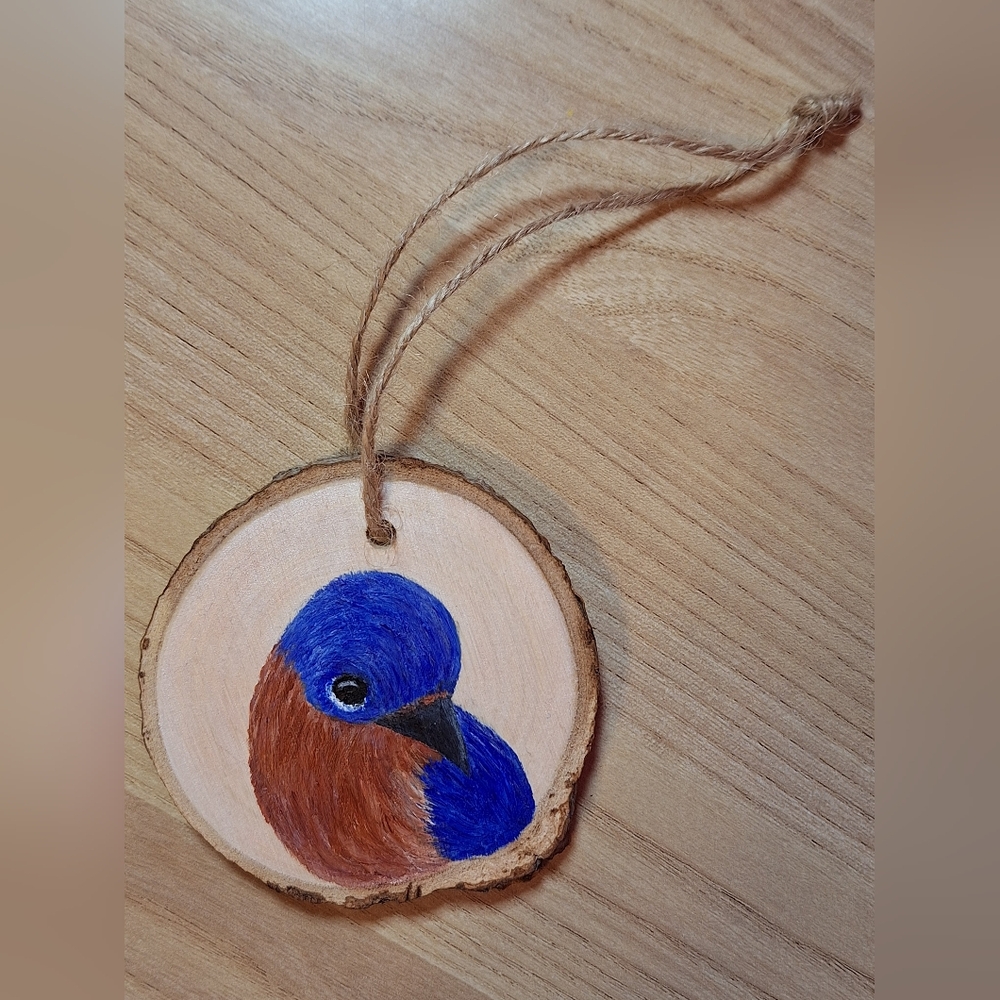 "Eastern Bluebird" Hand-painted Wall Hanging (NWOT) - Picture 3 of 8